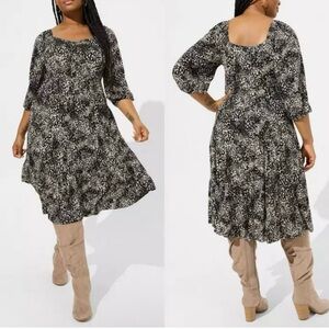 Mini Super Soft Shirred Button Front Dress leopard print